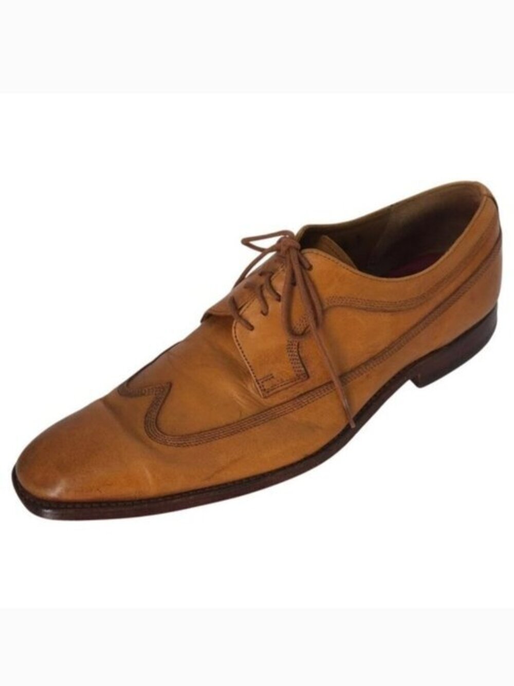 Grenson Tan Brown Leather Wingtip Oxford Dress Shoes- Men's 12